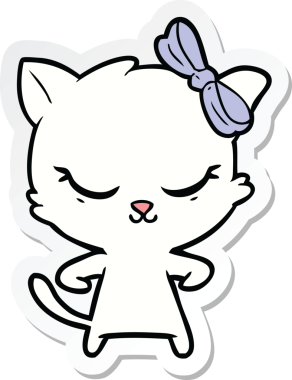 Bir insan tarafından çizilmiş şirin bir çizgi film kedisinin çıkartması.