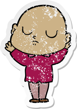 Bir insan tarafından çizilmiş kel bir adamın sıkıntılı çıkartması.