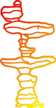 Bir insan tarafından çizilmiş istiflenmiş taşlardan oluşan bir karikatürün sıcak çizgi çizimi