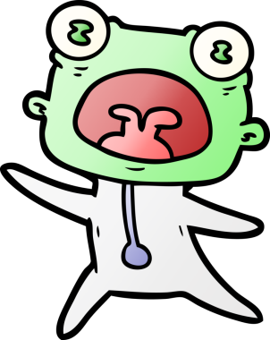 Bir insan tarafından çizilmiş garip bir uzaylı çizgi filmi.