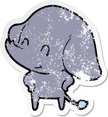 Bir insan tarafından çizilmiş şirin bir filin sıkıntılı çıkartması