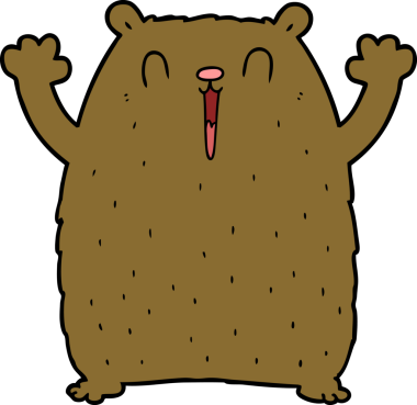 Bir insan tarafından çizilmiş mutlu çizgi film ayısı.