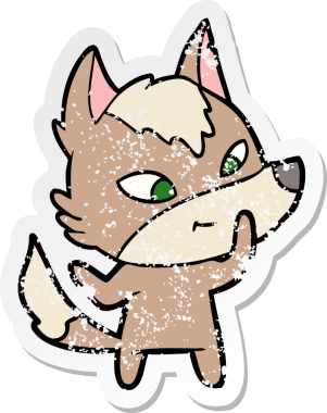 Bir insan tarafından çizilmiş dost canlısı bir kurdun sıkıntılı çıkartması.