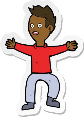 Bir insan tarafından çizilen panikleyen bir karikatürcünün çıkartması.