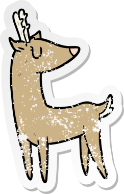 Bir insan tarafından çizilmiş karikatür geyiğinin sıkıntılı çıkartması.