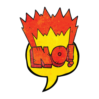 Serbest dokuma konuşma balonu çizgi filmi HAYIR! Bir insan tarafından çizilmiş bağır