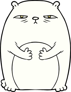 Bir insan tarafından çizilmiş yorgun kutup ayısı çizgi filmi.