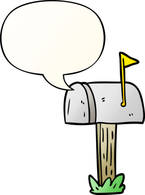 bir insan tarafından çizilmiş düzgün eğimli konuşma baloncuklu çizgi film posta kutusu