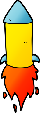 bir insan tarafından çizilmiş çizgi film roketi