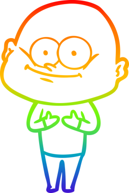 Gökkuşağı gradyan çizgi çizimi bir insan tarafından çizilmiş kel bir adamın çizimi