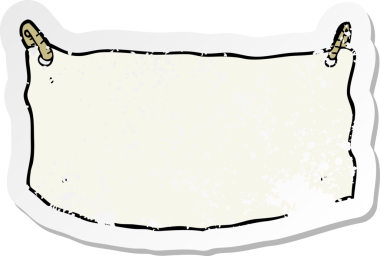 Bir insan tarafından çizilmiş bir karikatür kumaş pankartın gerilemiş yapıştırması.