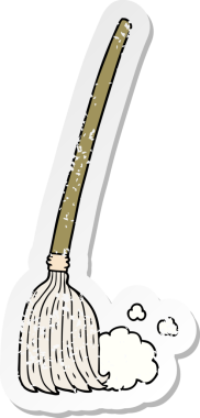 Bir insan tarafından çizilmiş bir süpürgenin sıkıntılı çıkartması.