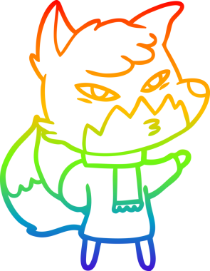 gökkuşağı gradyanı çizimi bir insan tarafından çizilmiş akıllı bir tilki çizgi filmi