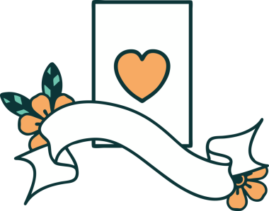 Bir insan tarafından çizilmiş kupa ası sancağıyla geleneksel dövme