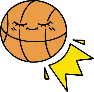 Bir insan tarafından çizilmiş şirin bir basketbol karikatürü.