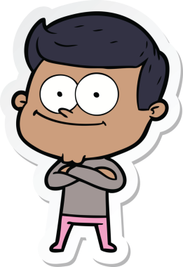 Bir insan tarafından çizilmiş mutlu bir adamın çıkartması.