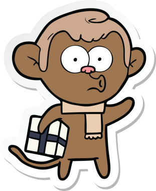 Bir insan tarafından çizilmiş bir karikatür Noel Maymunu çıkartması.