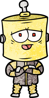 Bir insan tarafından çizilmiş çizgi film robotu