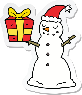 Bir insan tarafından çizilmiş bir kardan adamın çıkartması.