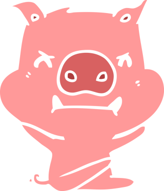 kızgın düz renkli çizgi film domuz bir insan tarafından çizilmiş öfke nöbeti