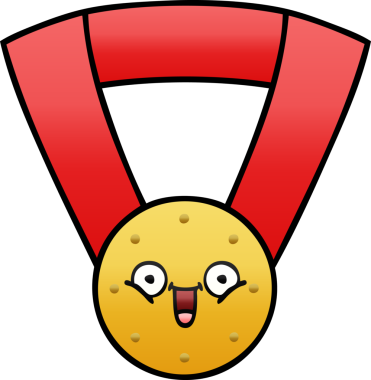 Bir insan tarafından çizilmiş altın madalyanın gölgelenmiş karikatürü.