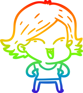 gökkuşağı gradyan çizimi mutlu bir çizgi film kızı bir insan tarafından çizildi