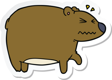 Bir insan tarafından çizilmiş kafası ağrıyan bir ayının çıkartması.