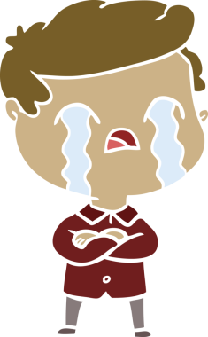 Düz renkli çizgi film karakteri bir insan tarafından çizilmiş.