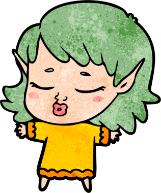 Bir insan tarafından çizilmiş güzel elf kızı.