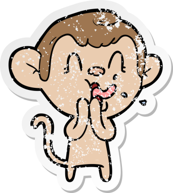 Bir insan tarafından çizilmiş çılgın bir çizgi maymunun sıkıntılı çıkartması.