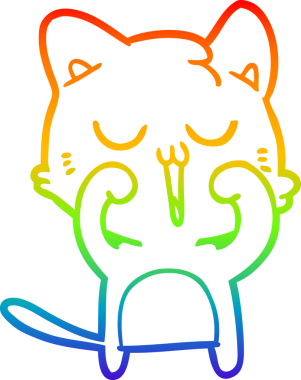 gökkuşağı gradyan çizgi çizimi bir insan tarafından çizilmiş bir çizgi film kedisi