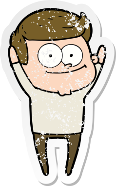 Bir insan tarafından çizilmiş mutlu bir adamın sıkıntılı çıkartması.