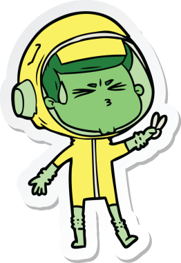 Bir insan tarafından çizilmiş astronotun çizdiği bir çizgi film çıkartması.