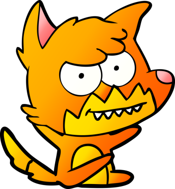 Bir insan tarafından çizilmiş tilki çizgi film karakteri