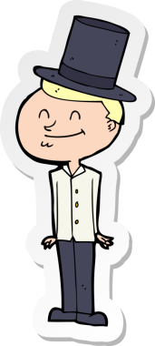 Bir insan tarafından çizilmiş silindir şapkalı bir adamın çıkartması.