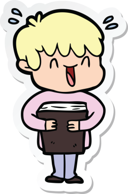 Bir insan tarafından çizilmiş, gülen bir çocuğun çıkartması.