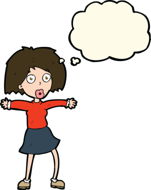 Bir insan tarafından çizilmiş düşünce balonlu bir karikatür.