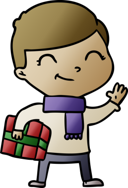 Bir insan tarafından çizilmiş gülümseyen çizgi film çocuğu.