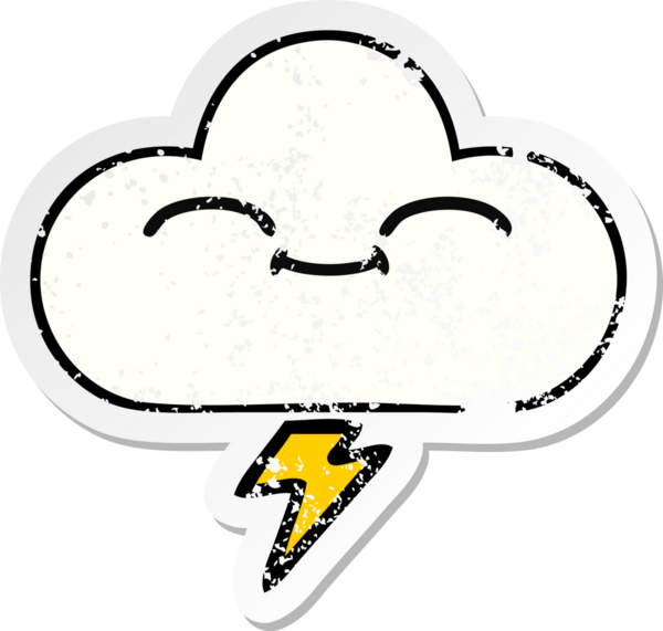 Bir insan tarafından çizilmiş tatlı bir gökgürültüsü bulutunun sıkıntılı çıkartması.