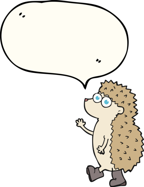 Bir insan tarafından çizilmiş tatlı serbest konuşma balonu kirpi.