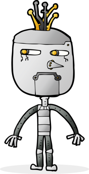 Bir insan tarafından çizilmiş komik çizgi film robotu