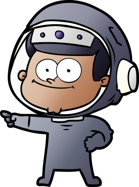 Bir insan tarafından çizilmiş mutlu astronot çizgi filmi.