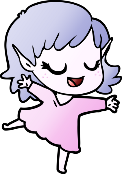 Bir insan tarafından çizilmiş mutlu elf kızı.