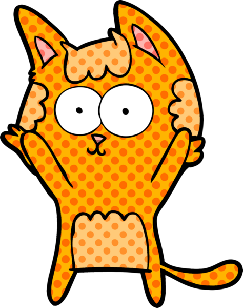 Bir insan tarafından çizilmiş mutlu çizgi film kedisi.