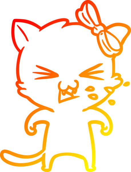 Bir insan tarafından çizilmiş çizgi film kedisinin sıcak çizgi çizimi