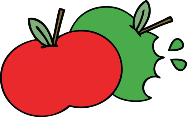 Bir insan tarafından çizilmiş elma karikatürü.