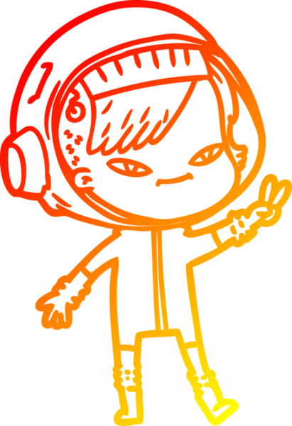 Bir insan tarafından çizilmiş bir astronot kadın çizgi çizimi.