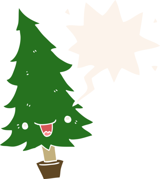 Bir insan tarafından çizilmiş eski usul konuşma baloncuğu olan şirin bir çizgi roman ağacı.