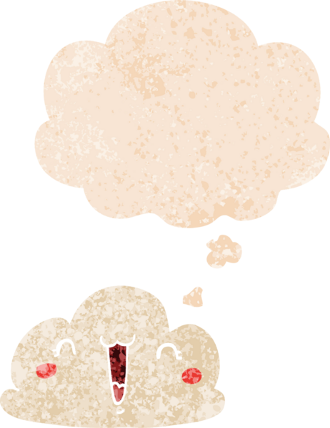 Düşünce baloncuklu karikatür bulutu grunge sıkıntılı retro desen bir insan tarafından çizilmiş