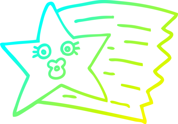 Bir insan tarafından çizilmiş bir çizgi film yıldızının soğuk gradyan çizimi.